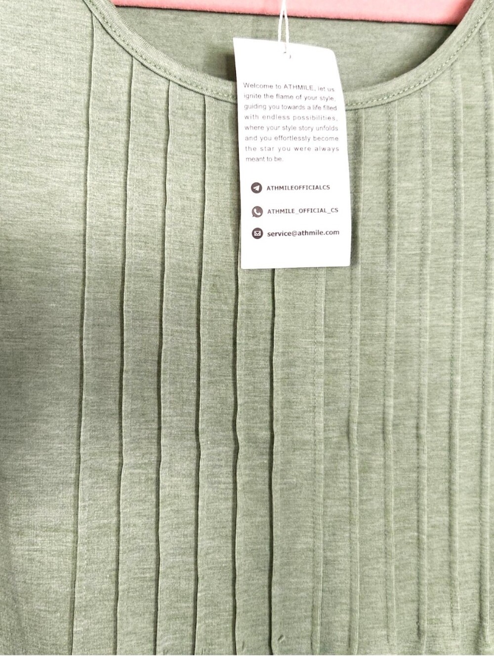 ATHMILE Women’s Long Sleeve Pintuck Front Top Scoop Neck Sage Green NWT Size XL - Picture 7 of 15